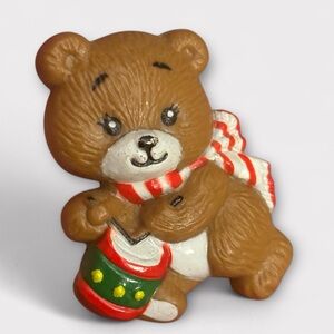 Vintage Russ Bear Brooch with Drum - Christmas